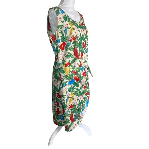 Vintage Hilo Hattie Dress Size Large Hawaiian Faux Wrap Tropical Red Blue Green - Picture 3 of 11